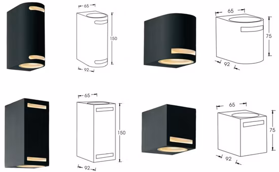알루미늄 압출 강화 유리 1*GU10 1*35W 할로겐 램프 또는 1*5W LED 전구 위 또는 아래 벽 세탁기 램프 정원 조명 LED 실외 조명 벽 조명